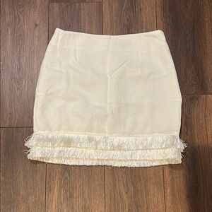 Fashion Union Cream Mini Pencil Skirt with Ruffles